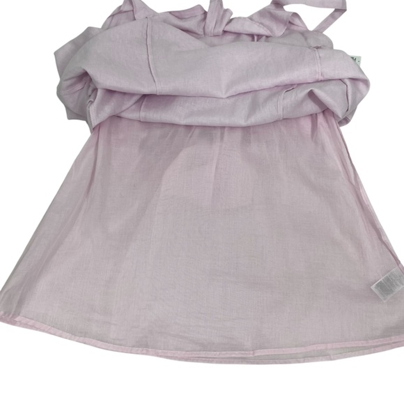 Old Navy Womens Midi Dress Sz XL Fit & Flare Linen-Blend Smocked Back Pink Slit - Picture 9 of 12